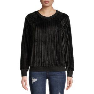 No Boundaries Juniors Fuzzy Rib Knit Pullover Black (xs)